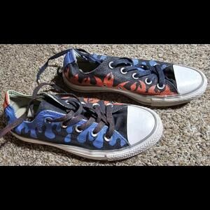 custom painted converse 544877F fire & water shoes Women's 6
